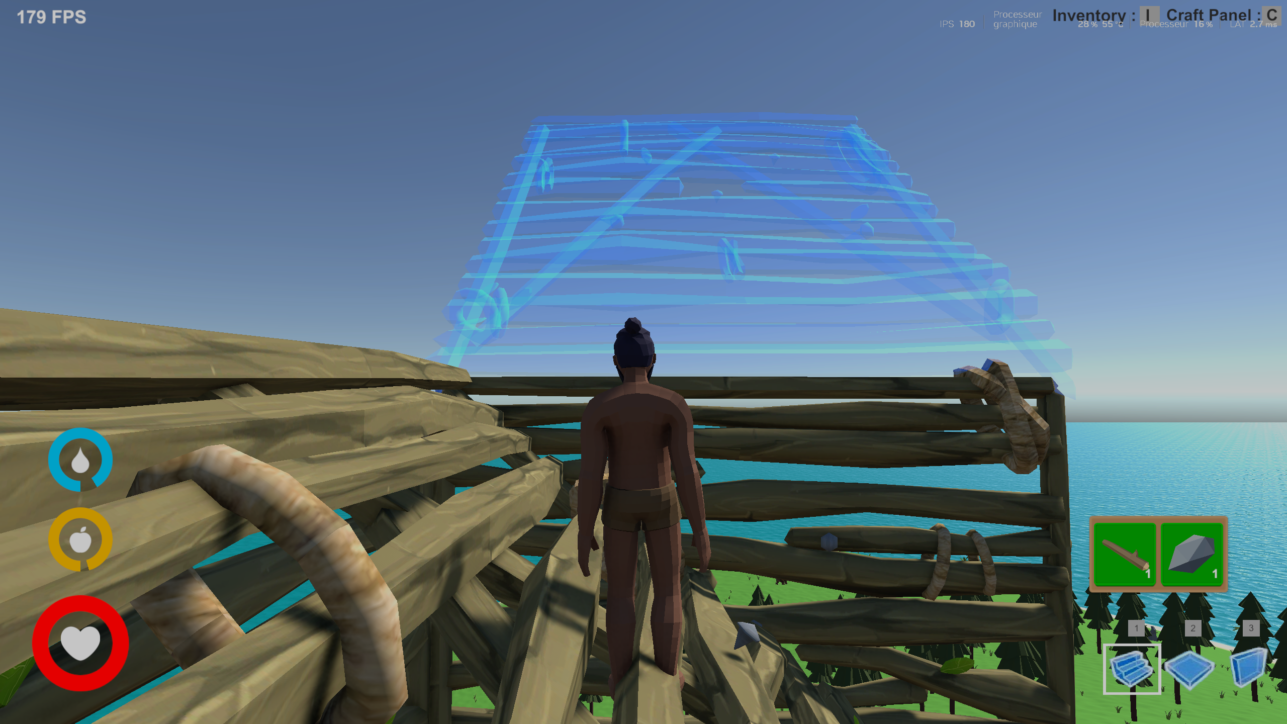 Système de construction dans Survival Island, jeu de survie 3D Unity par Théophile Masson