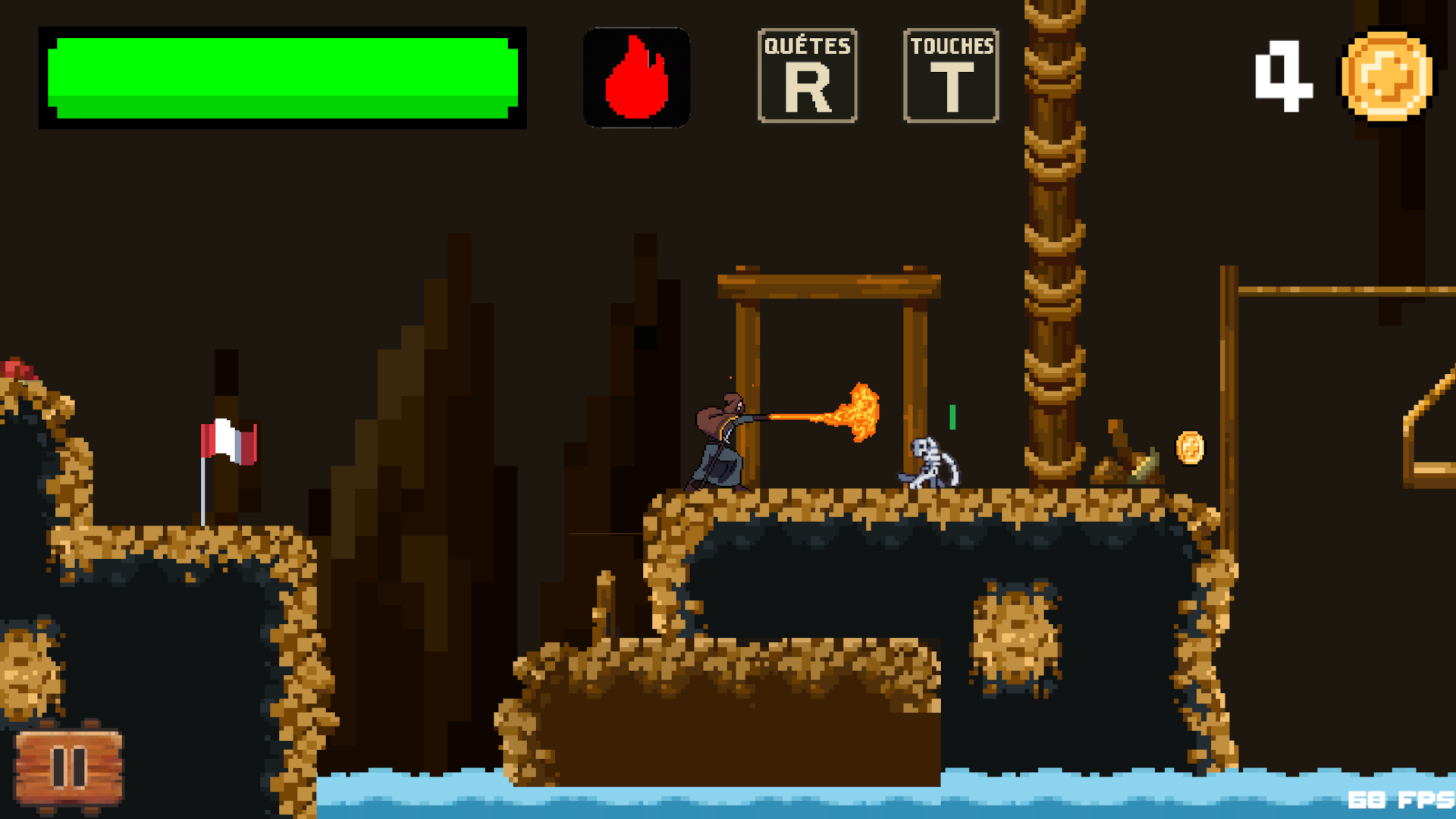 Niveau grotte dans Wiz’Adventure, jeu Unity créé par Théophile Masson